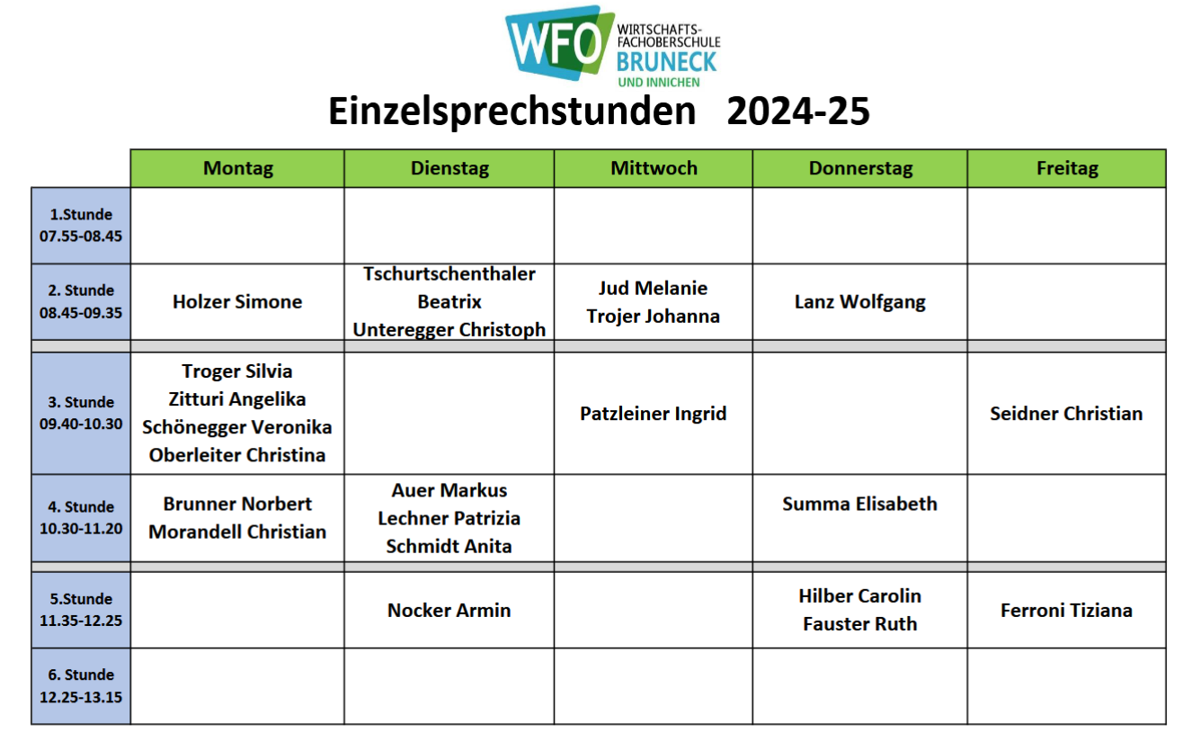 Einzelsprechstunden 2024/25